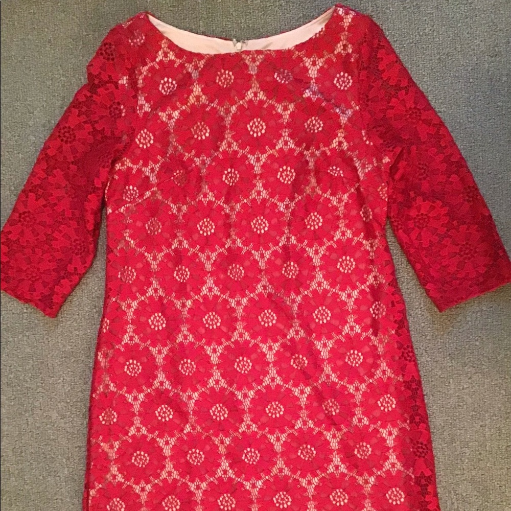 Jessica Howard Red Lace Illusion Dress